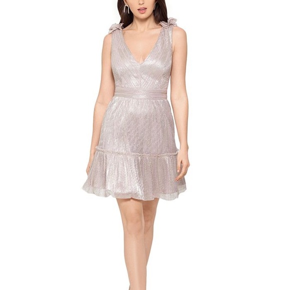 XSCAPE Metallic Ruffle Trim Dress - Picture 1 of 13